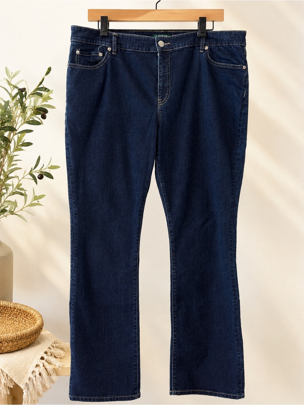 Lauren Ralph Lauren 18W Dark Wash Bootcut Jeans Plus Size Denim